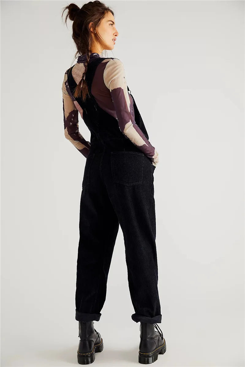 Damen Cord-Overall mit lockerem Schnitt und verstellbaren Trägerdetails