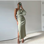 Mien | Elegante One-Shoulder Maxi Jurk met Flatterende Split