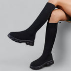 Women's Knit Knee-High Chunky Sole Boots
