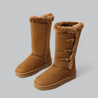 Bottes d’hiver mi-mollet pour femmes, doublées de fausse fourrure