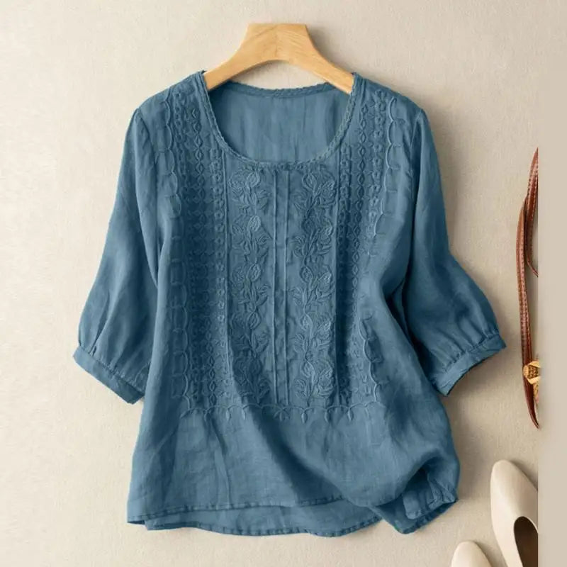 Blouse tunique décontractée brodée pour femme
