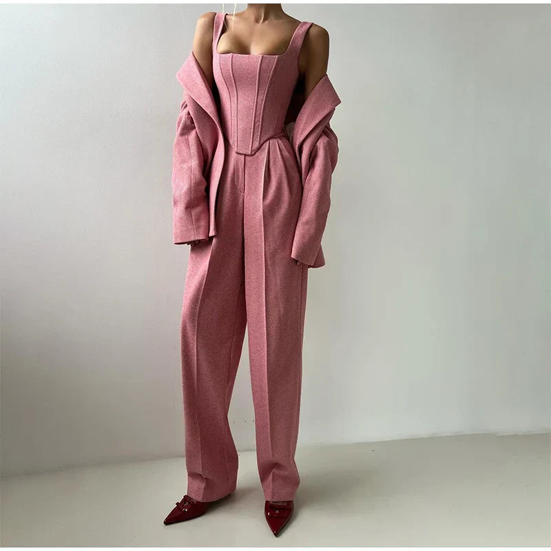 Mono de pierna ancha sastre para mujer