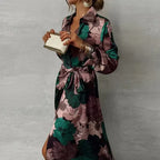 Women's Elegant Belted Maxi Dress for Refined Evening and Occasion Wear