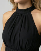 Women's Layered Halterneck Dress with Flowing Chiffon Skirt for Elegance
