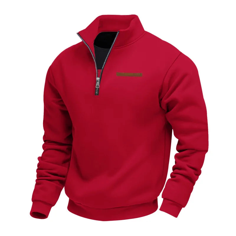 Sweat-shirt pour homme à col zippé quart de zip