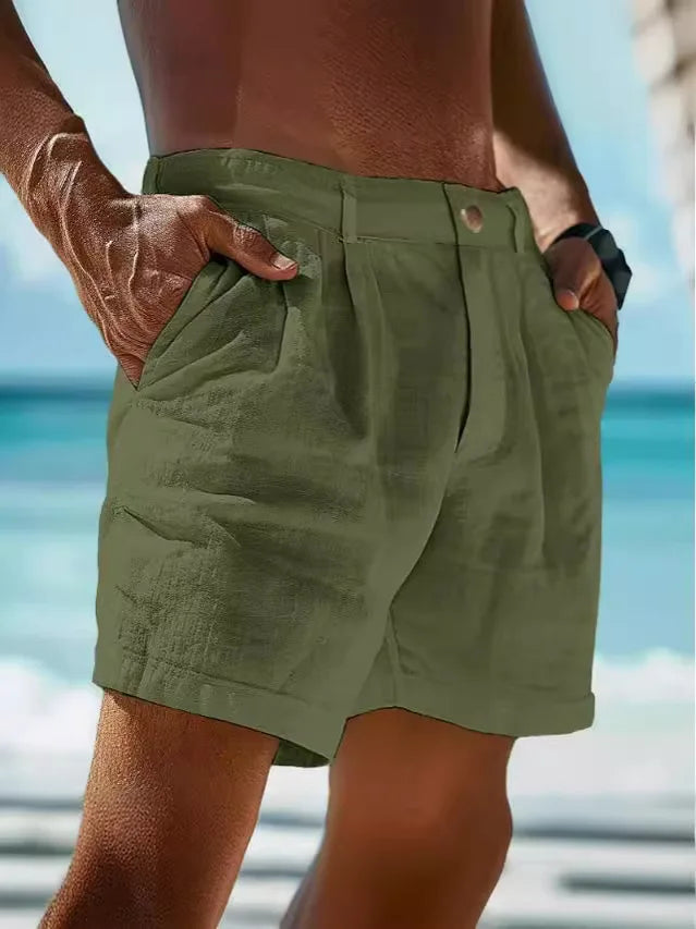 Herren-Leinen-Shorts mit normaler Passform für den täglichen Sommergebrauch
