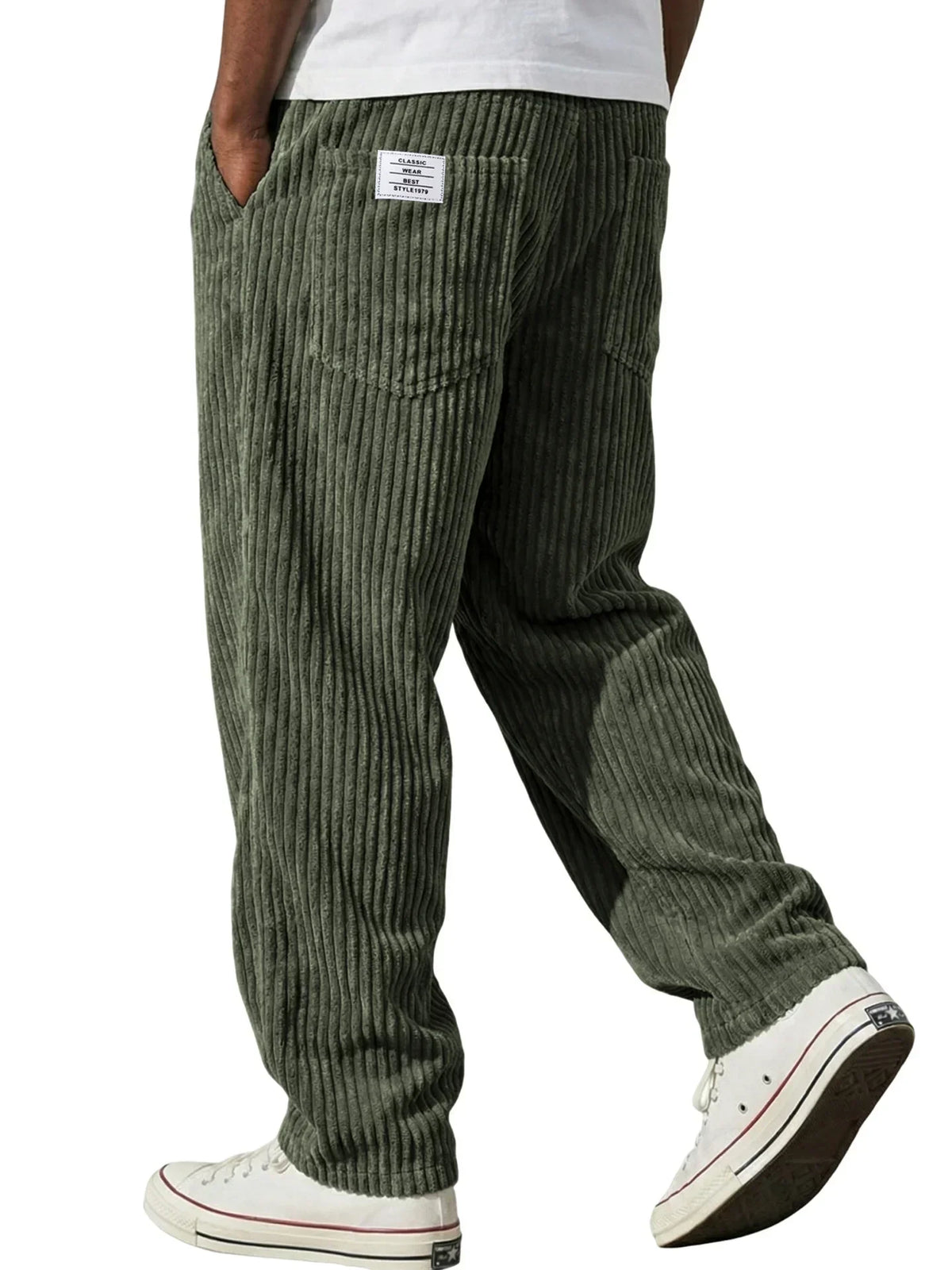 Pantalon décontracté côtelé pour homme