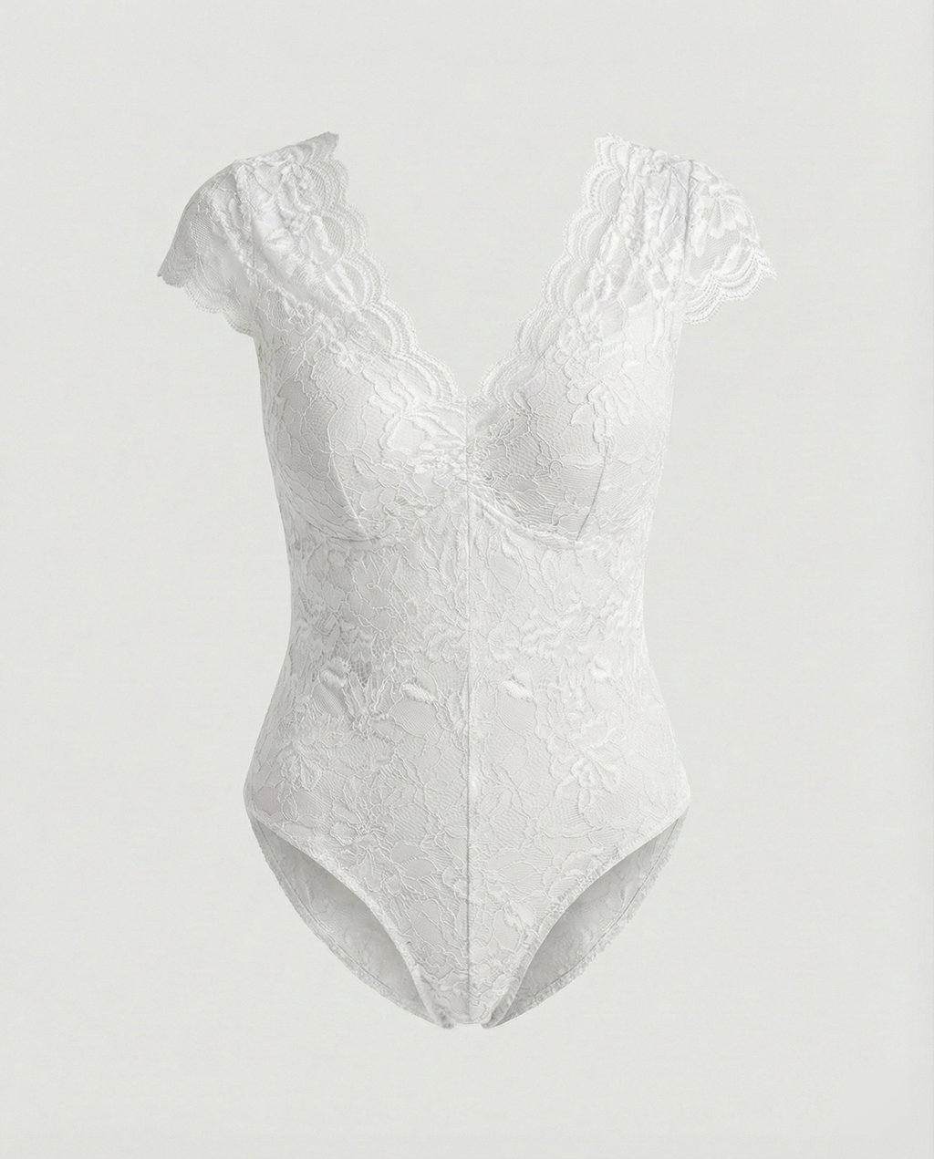Damen Spitzen-Body mit V-Ausschnitt und figurbetontem Design mit kurzen Ärmeln