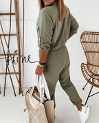 Damen Utility-Jumpsuit mit Knopfleiste und bequemer, schmaler Passform