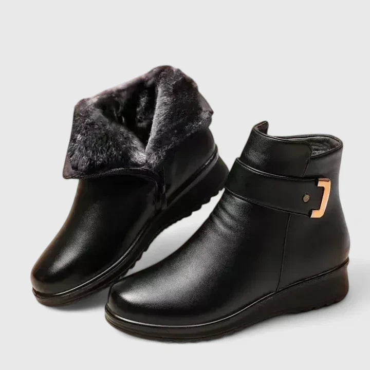 Women's Fur-Lined Buckle Ankle Boots