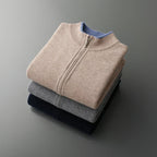 Men's Minimalist Zip-Up Knit Cardigan