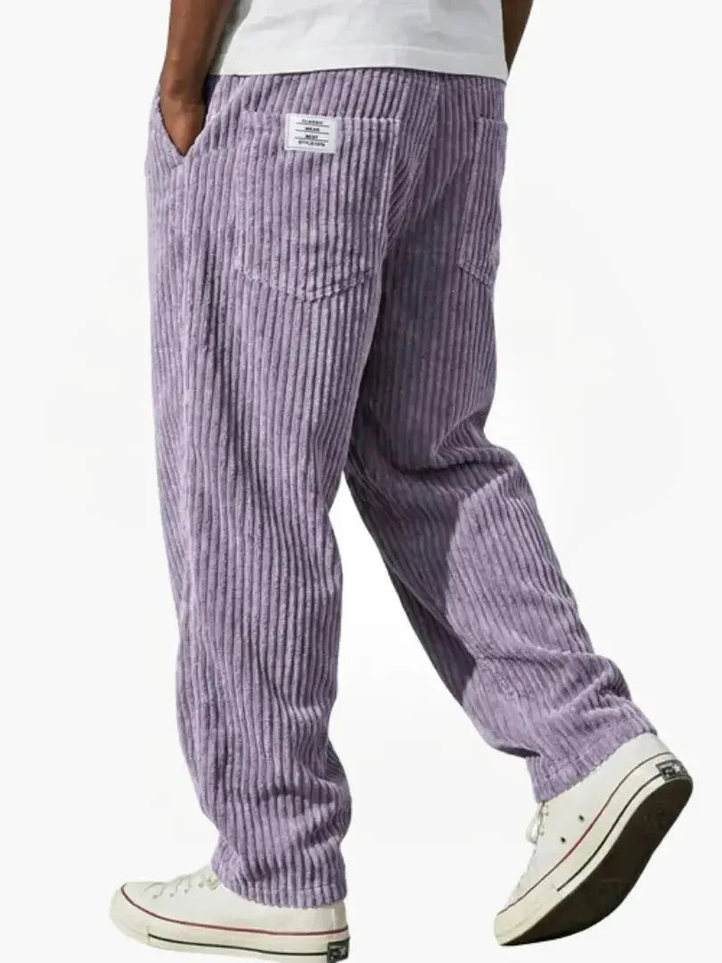 Pantalon décontracté côtelé pour homme
