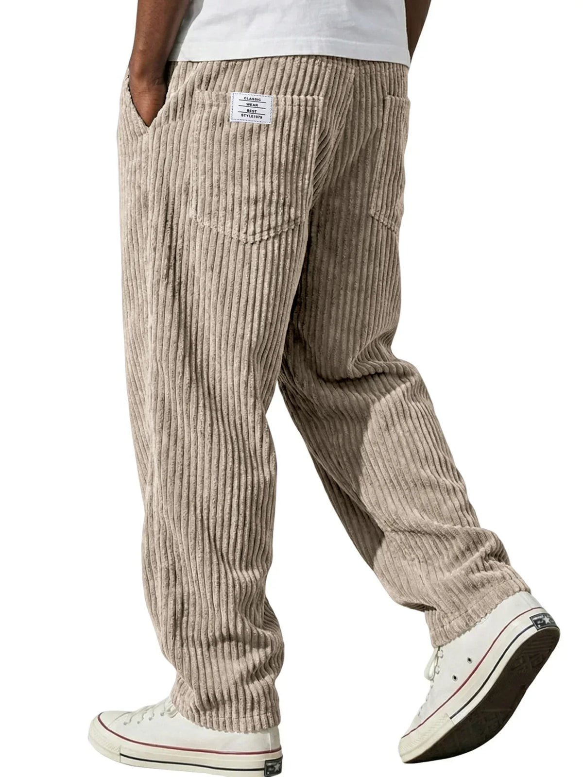 Pantalon décontracté côtelé pour homme