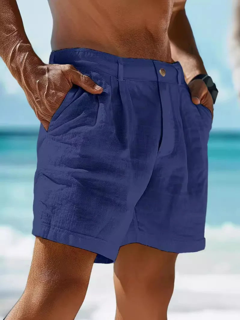 Herren-Leinen-Shorts mit normaler Passform für den täglichen Sommergebrauch