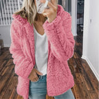Women's Hooded Sherpa Fleece Jacket With Zip Front
