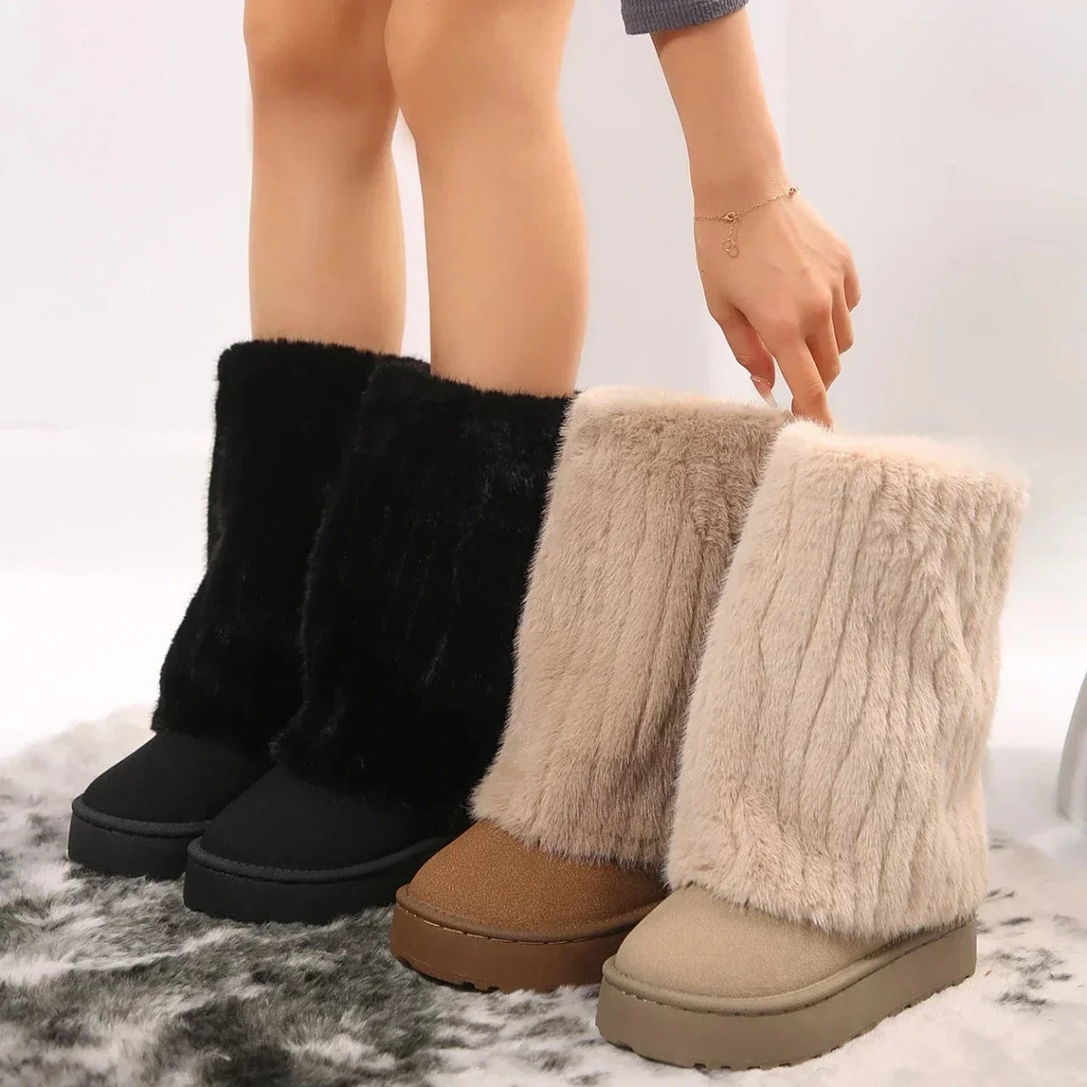 Winterstiefel für Damen mit Kunstfellbesatz