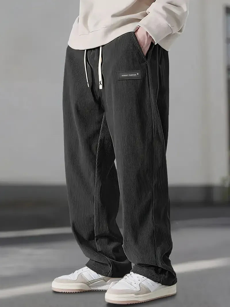Pantalon décontracté pour homme en velours côtelé avec cordon de serrage