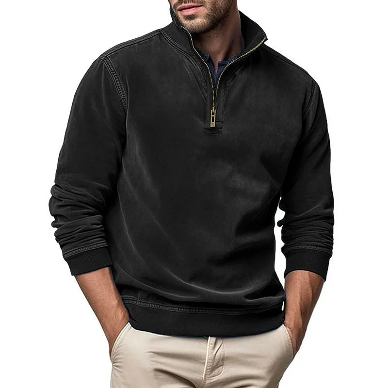 Felpa casual da uomo con cerniera corta