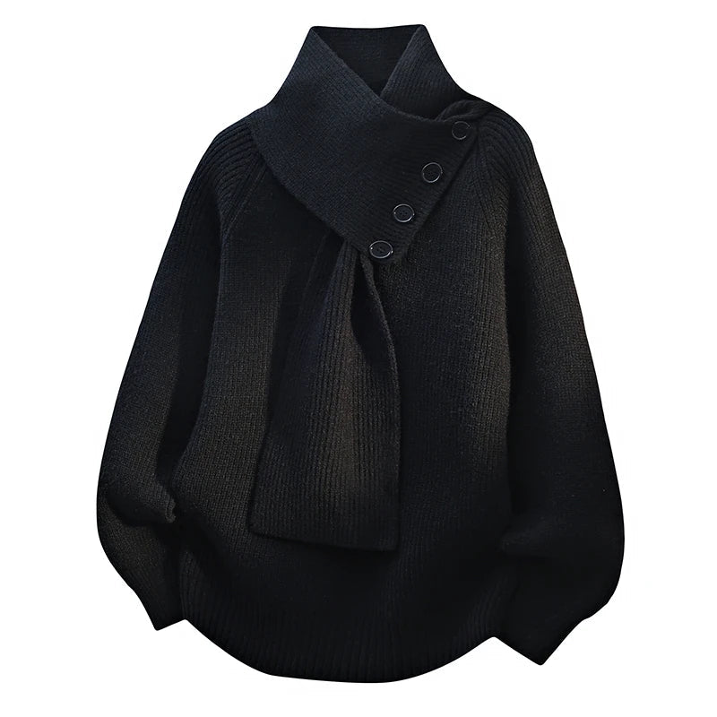 Pull en maille pour femme à col asymétrique