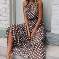 Women's Sleeveless Polka Dot Maxi Dress