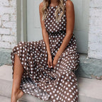 Women's Sleeveless Polka Dot Maxi Dress