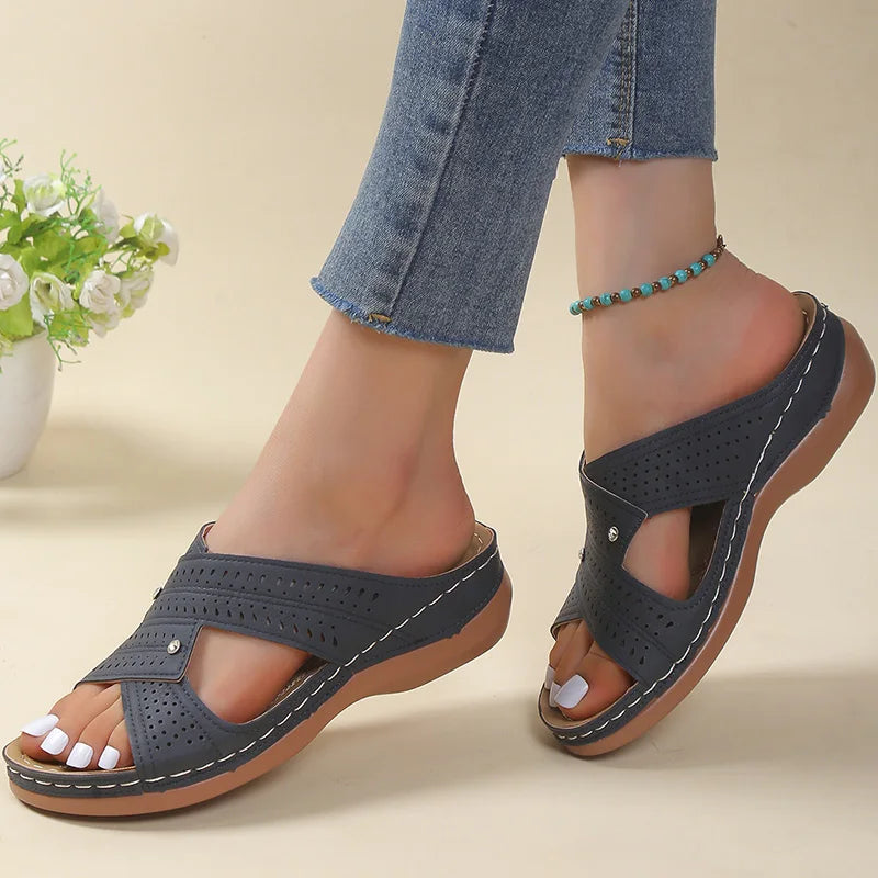 Women’s Perforated Comfort Slide Sandals