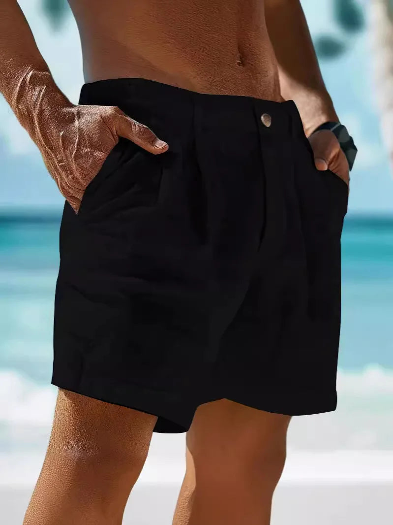 Herren-Leinen-Shorts mit normaler Passform für den täglichen Sommergebrauch