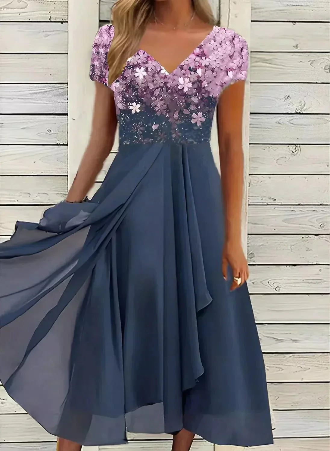 Women Chic Draped Dress with Smooth Fabric and Elegant Flowy Silhouette