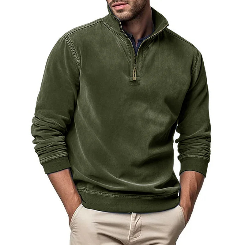 Felpa casual da uomo con cerniera corta