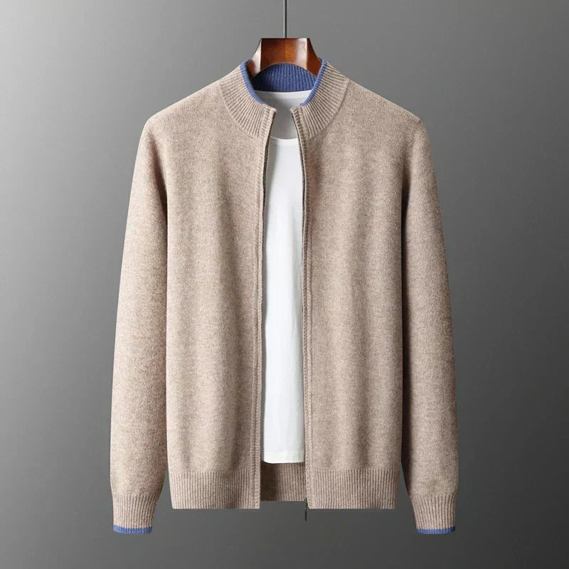 Men's Minimalist Zip-Up Knit Cardigan