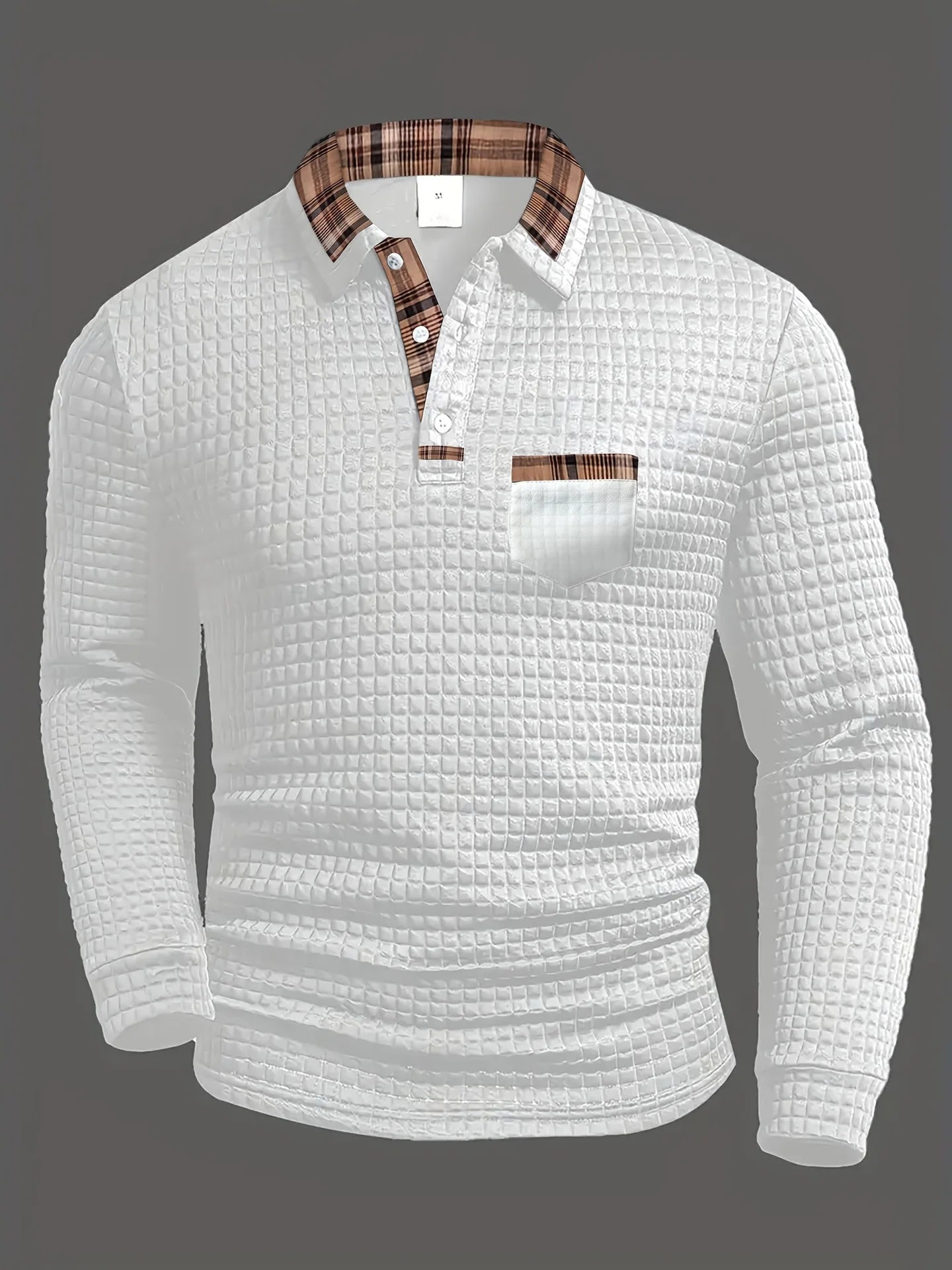 Strukturiertes Langarm-Poloshirt für Herren