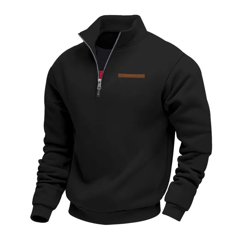 Sweat-shirt pour homme à col zippé quart de zip