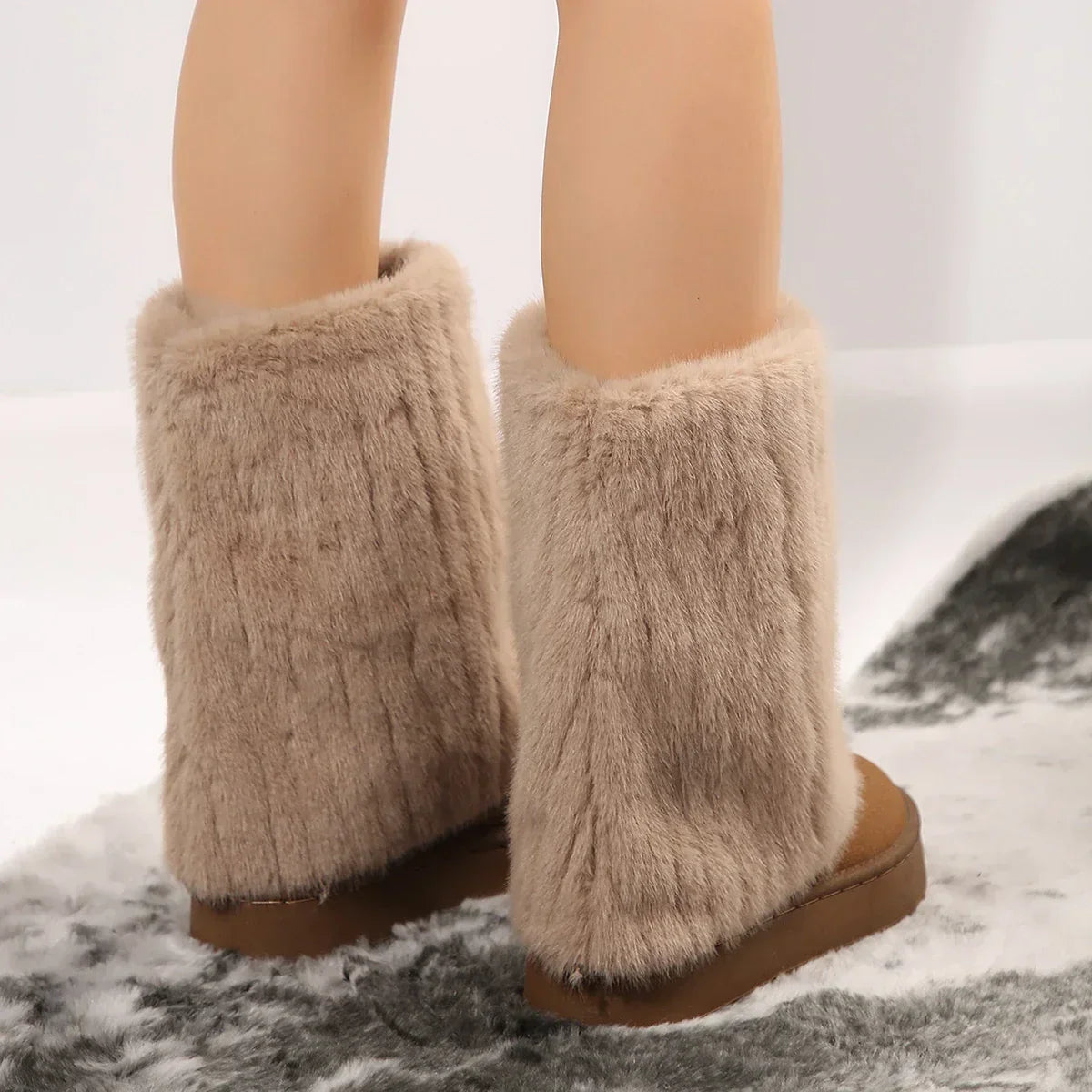 Winterstiefel für Damen mit Kunstfellbesatz