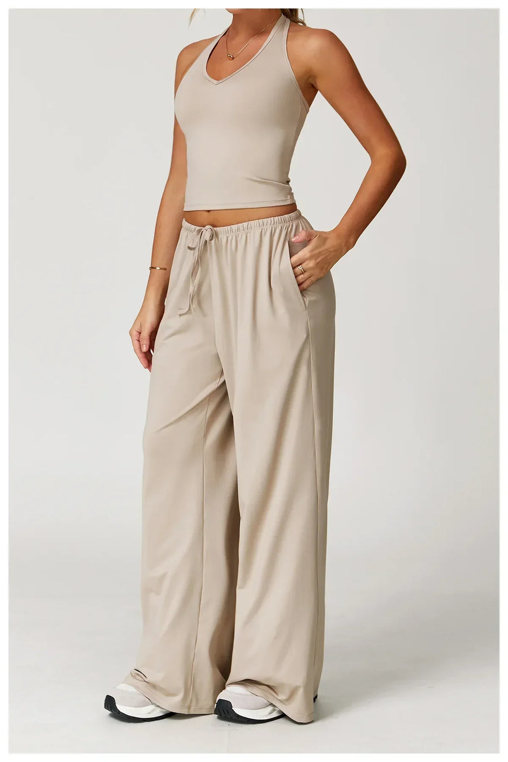 Lockere Palazzo-Hose für Damen mit Kordelzug