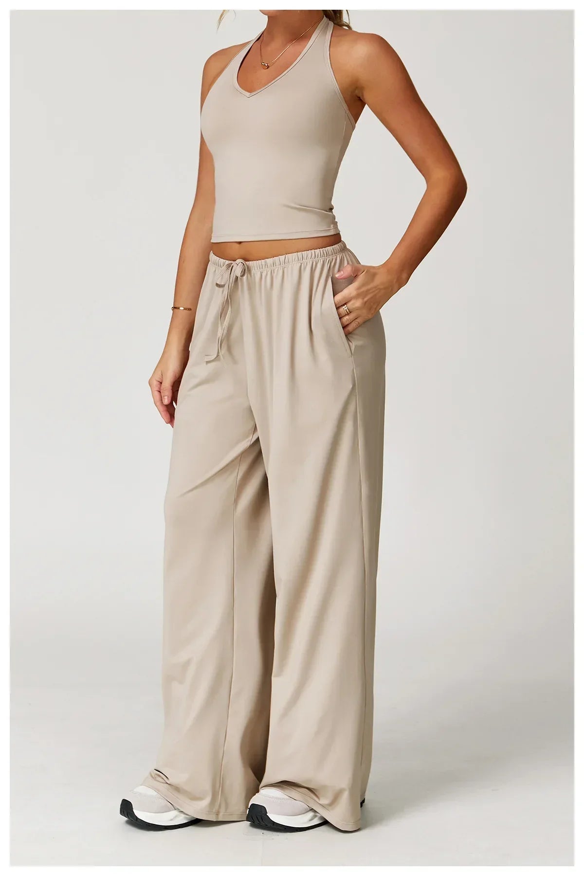 Lockere Palazzo-Hose für Damen mit Kordelzug