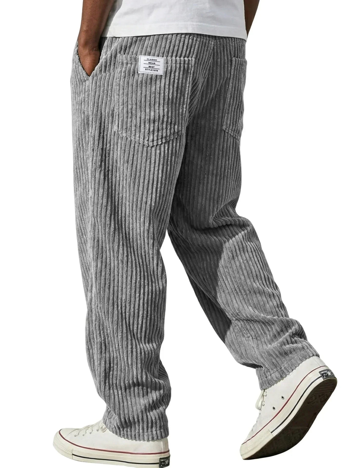 Pantalon décontracté côtelé pour homme