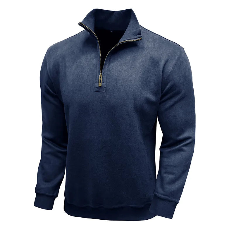 Sweat-shirt décontracté pour homme à col zippé¼