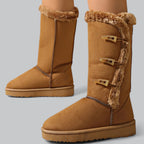 Bottes d’hiver mi-mollet pour femmes, doublées de fausse fourrure