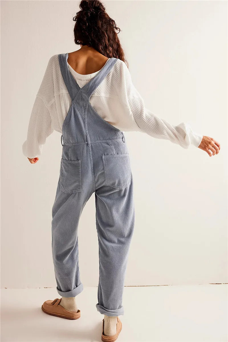 Damen Cord-Overall mit lockerem Schnitt und verstellbaren Trägerdetails