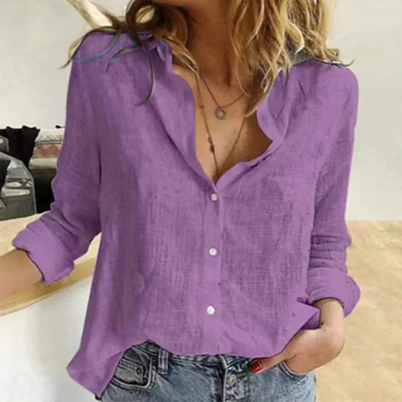Women Lightweight Blouse with Relaxed Fit and Subtle Bird Print Design