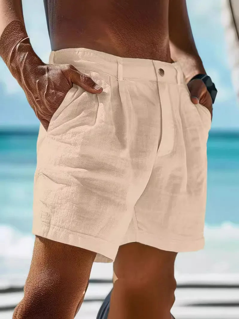 Herren-Leinen-Shorts mit normaler Passform für den täglichen Sommergebrauch