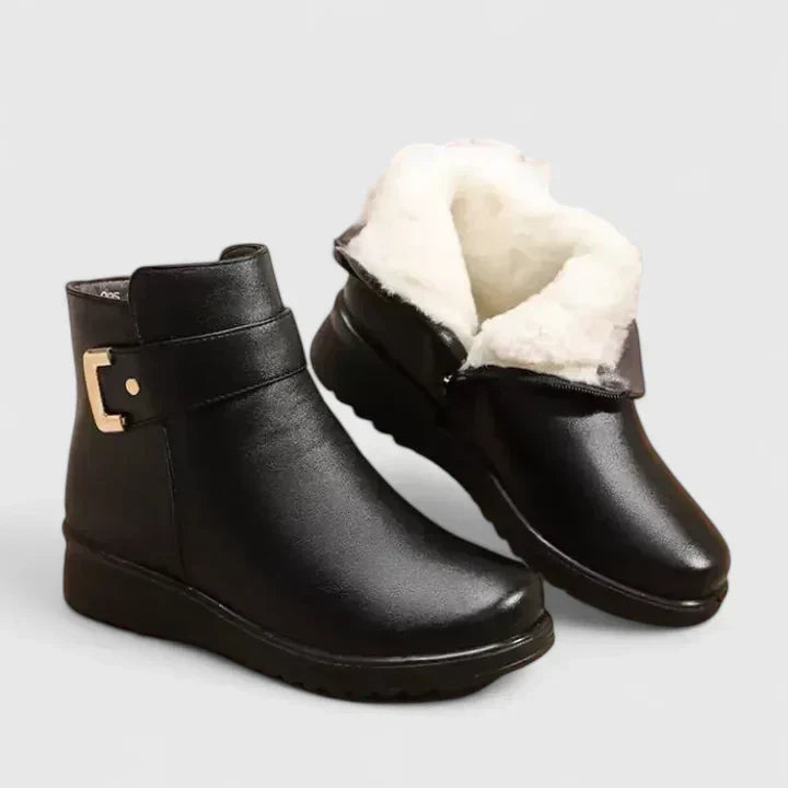 Women's Fur-Lined Buckle Ankle Boots