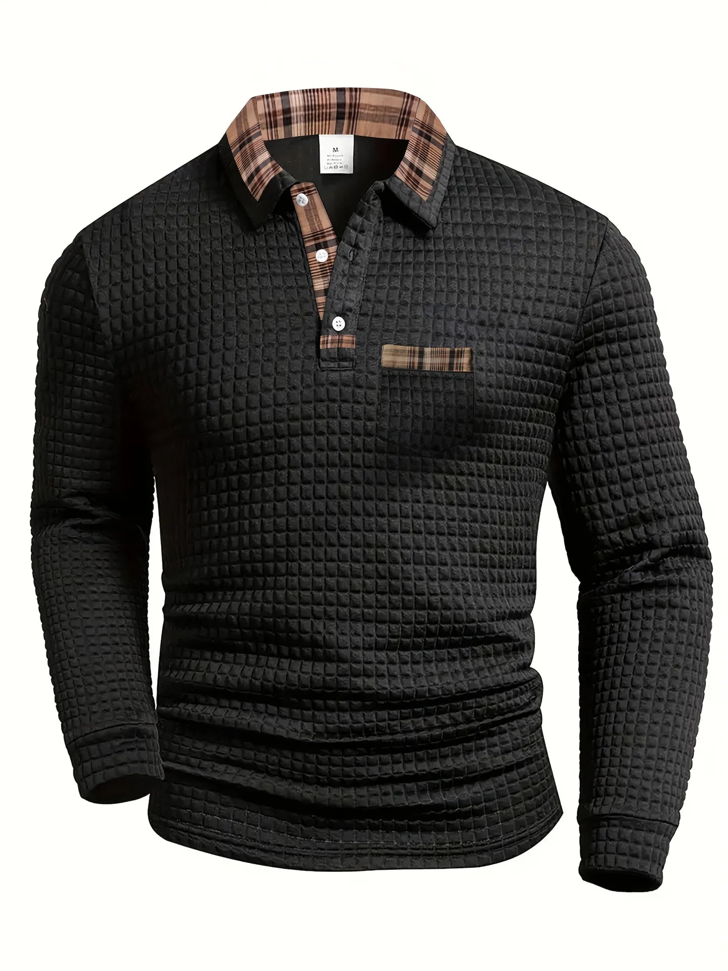 Strukturiertes Langarm-Poloshirt für Herren