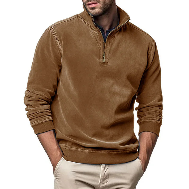 Felpa casual da uomo con cerniera corta