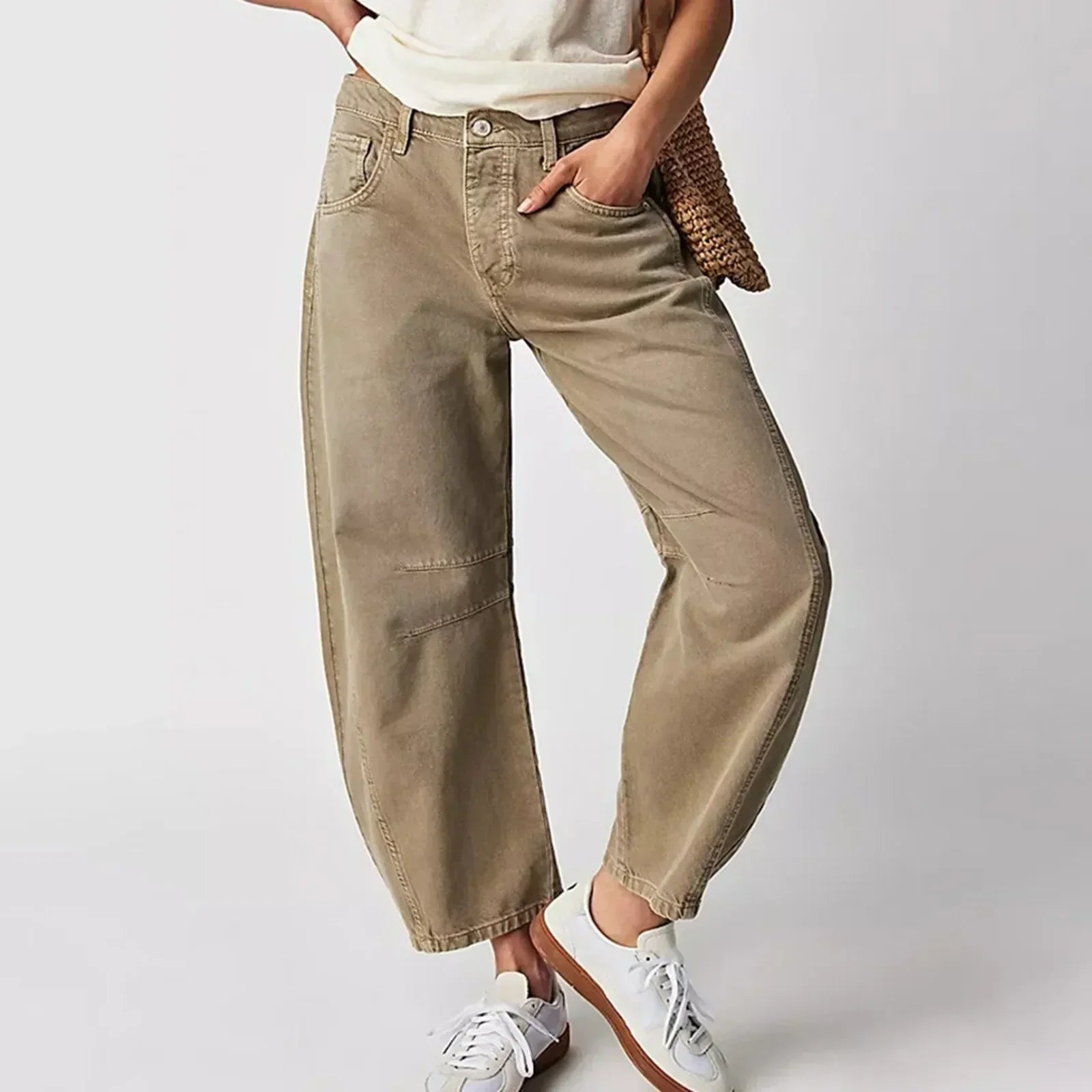 Damen-Jeans mit hohem Bund und locker geschnittenem Trompetenbein