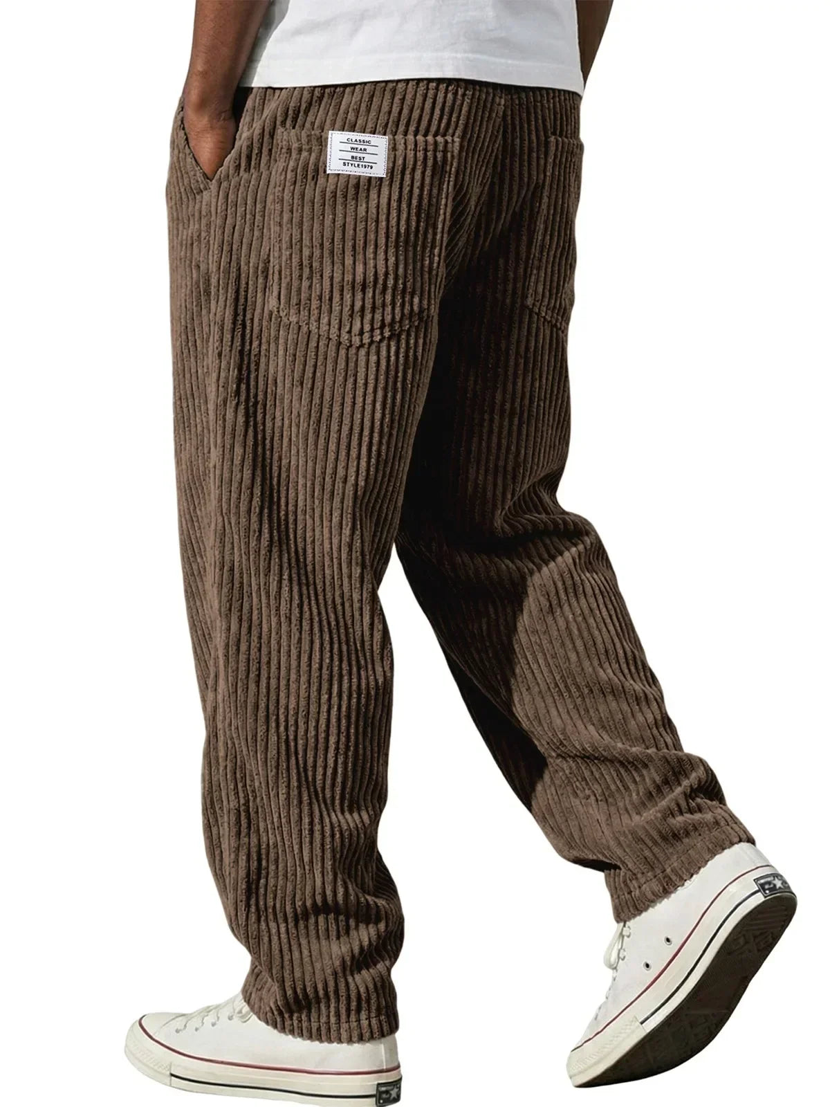 Pantalon décontracté côtelé pour homme