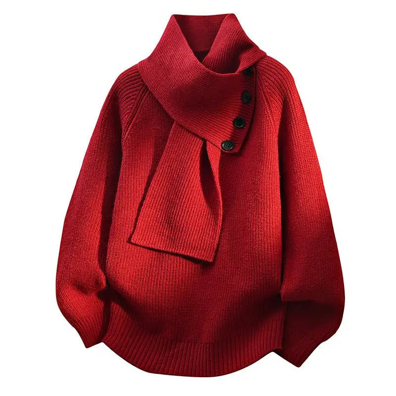 Pull en maille pour femme à col asymétrique