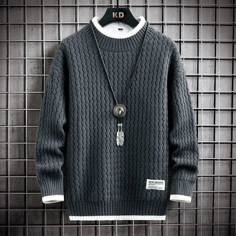 Pull texturé à col rond pour homme