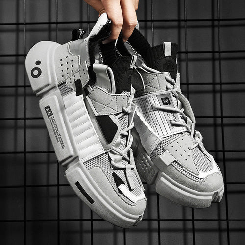 Men Urban Sneakers with Bold Patchwork Design and Cushioned Sole