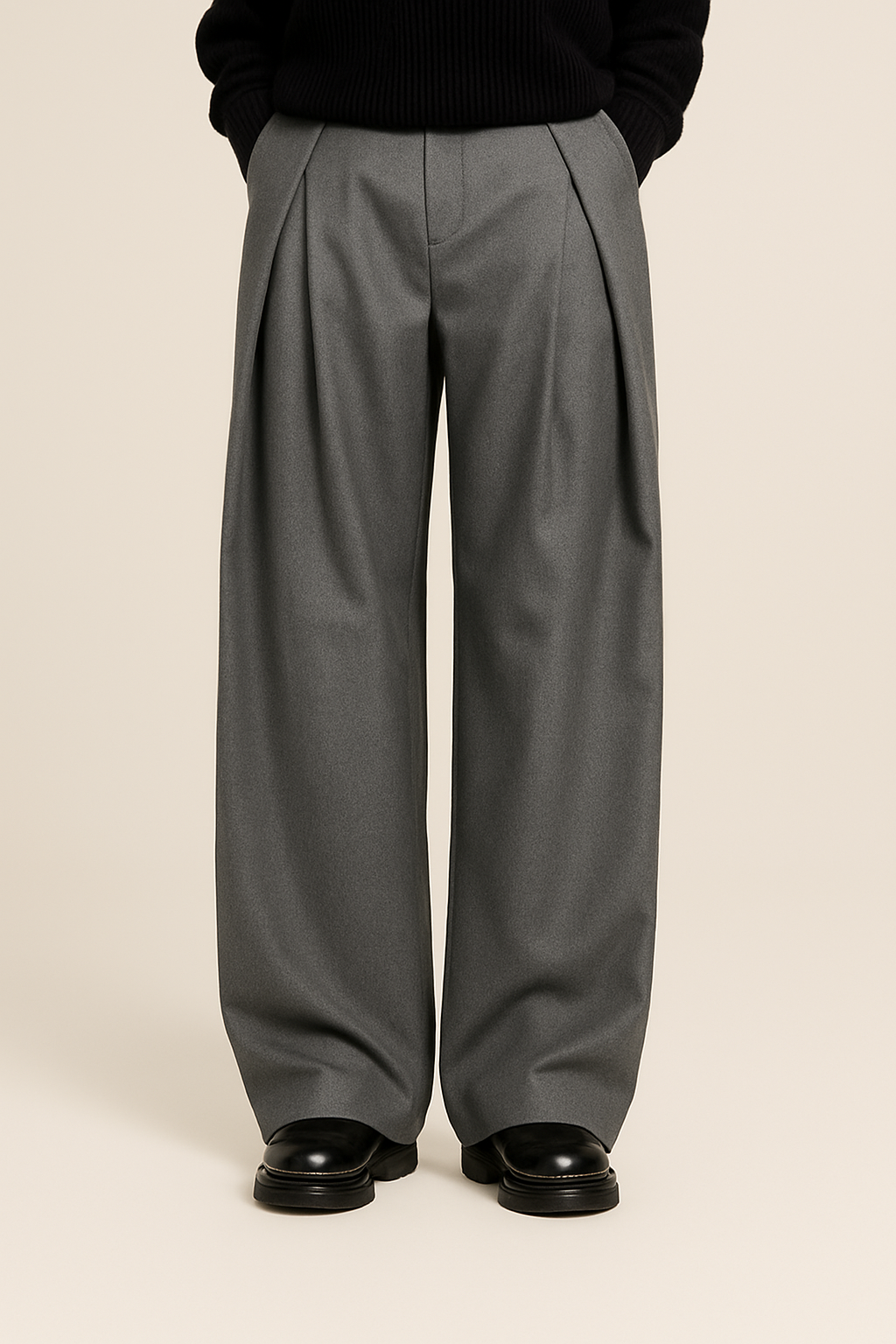 Pantalon plissé à jambes larges pour homme